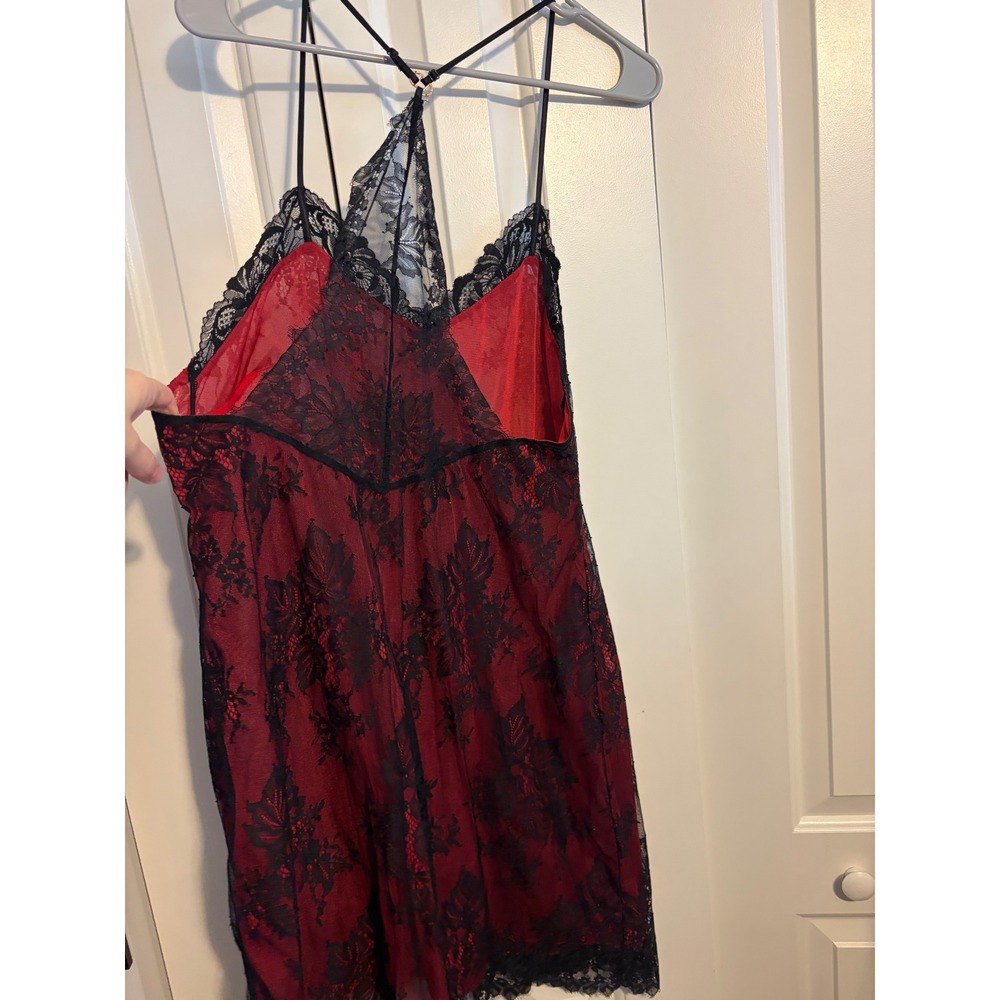 Lise Charmel Ecrin Desir Nightgown Lace Red Black Eyelash Trim Lingerie Chemise - Picture 9 of 11
